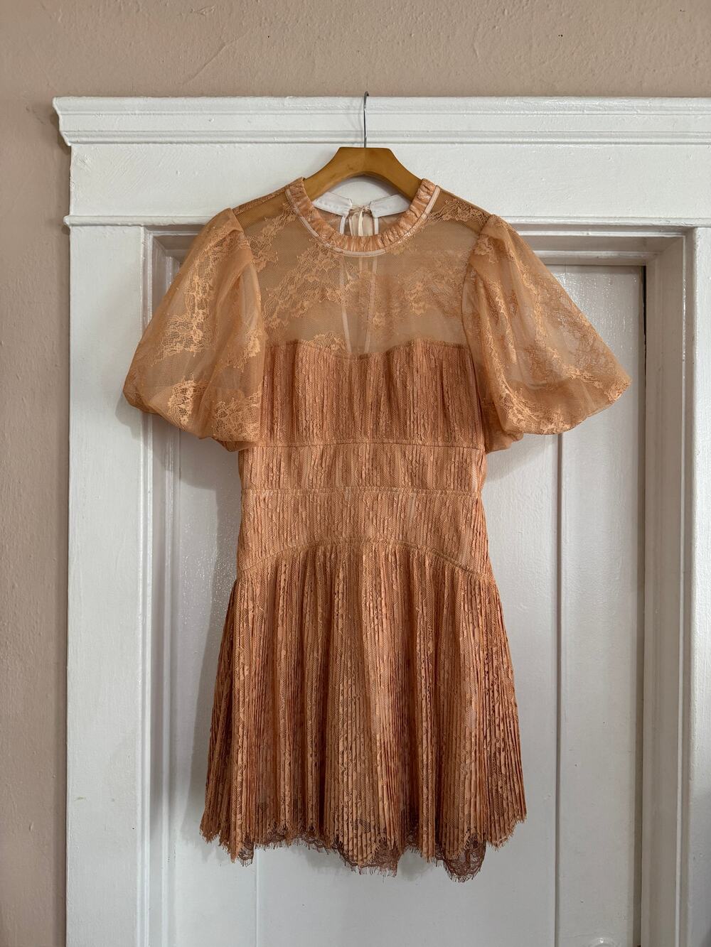 Jonathan Simkhai Pleated Lace Mini Dress